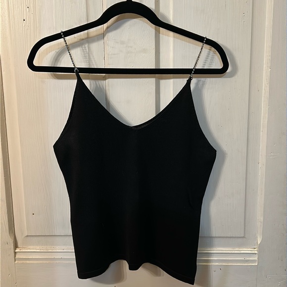 Georgiou Studio Silk Knit Tank with Rhinestone Straps, size M - Picture 1 of 4